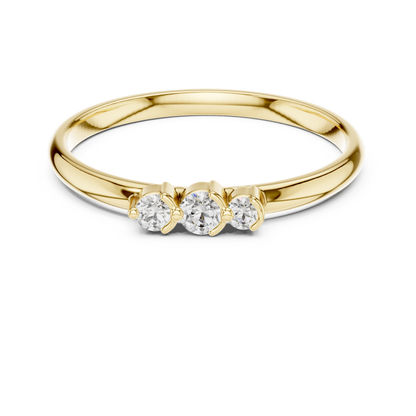 Sophisticated Three Stone Ring - Elegant Gold Diamond Style - Graceful Sparkle For Modern Women