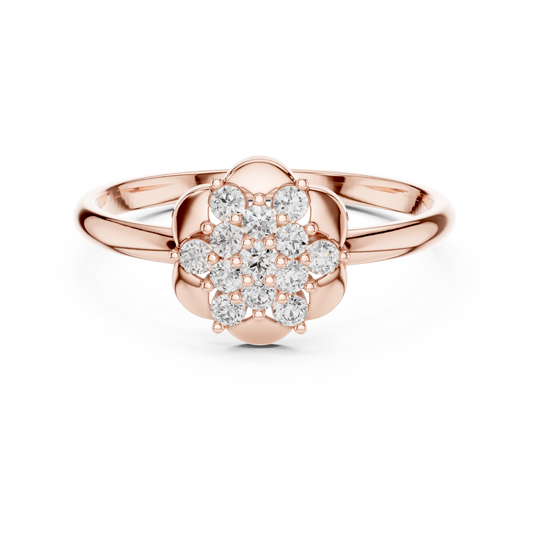 Statement Floral Diamond Ring | High End Silver Gold Plated Jewelry | Designed For Royal Look