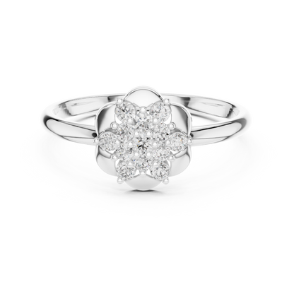 Statement Floral Diamond Ring | High End Silver Gold Plated Jewelry | Designed For Royal Look