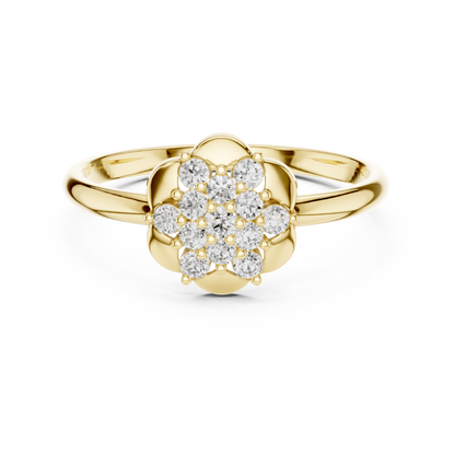 Statement Floral Diamond Ring | High End Silver Gold Plated Jewelry | Designed For Royal Look
