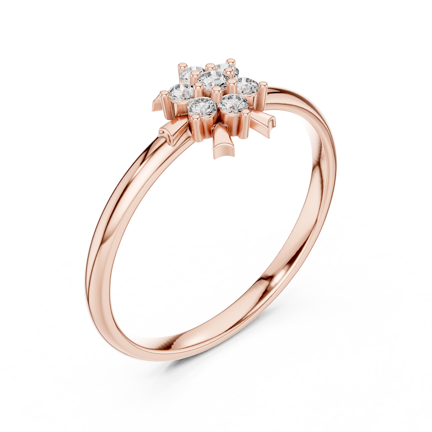 Elysian Cluster Diamond Ring | Rare Silver Gold Plated Sculpture | Elite Bridal Promise Jewelry