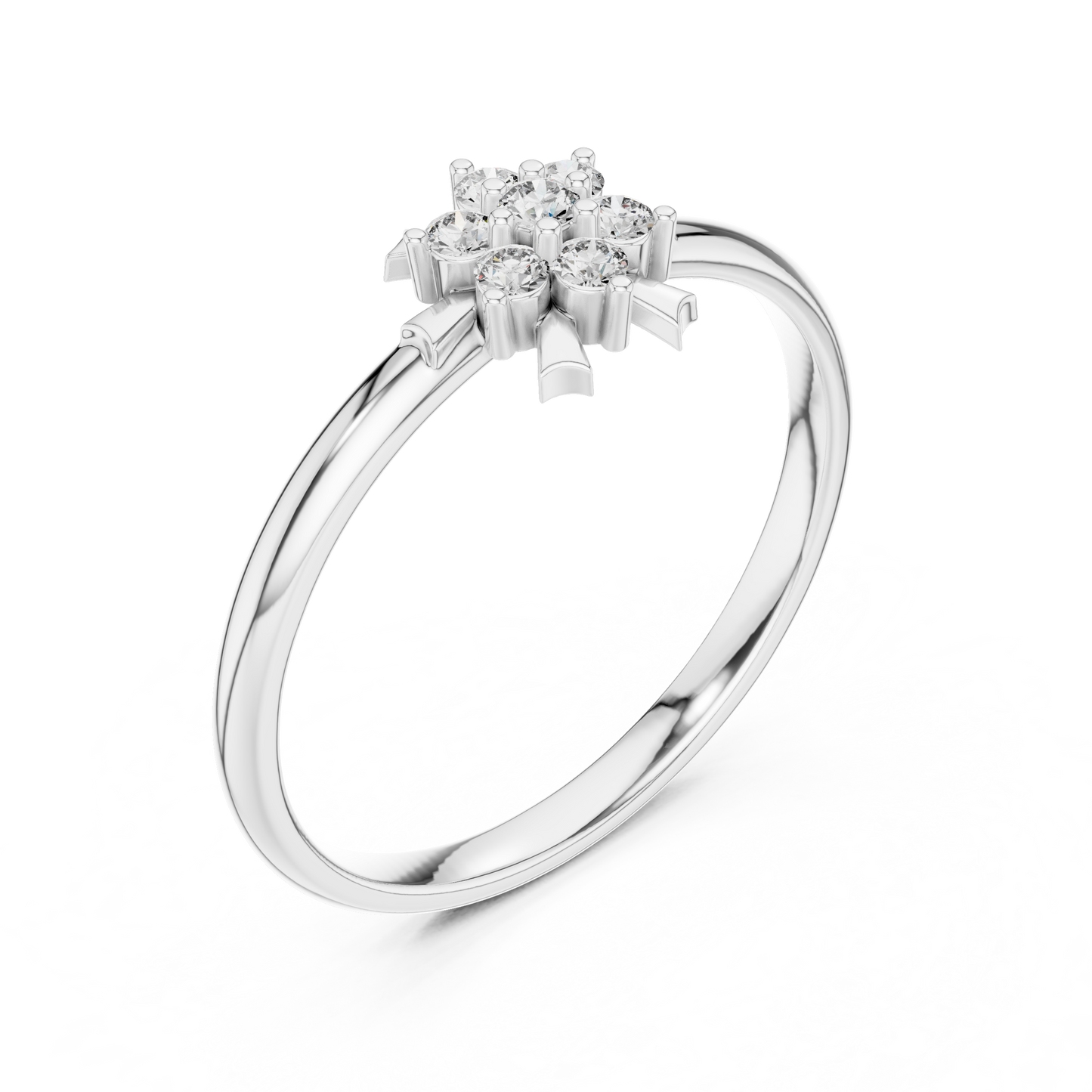 Elysian Cluster Diamond Ring | Rare Silver Gold Plated Sculpture | Elite Bridal Promise Jewelry