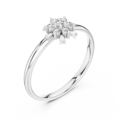 Elysian Cluster Diamond Ring | Rare Silver Gold Plated Sculpture | Elite Bridal Promise Jewelry