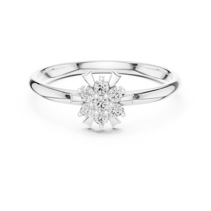 Elysian Cluster Diamond Ring | Rare Silver Gold Plated Sculpture | Elite Bridal Promise Jewelry