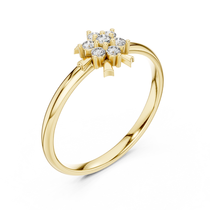 Elysian Cluster Diamond Ring | Rare Silver Gold Plated Sculpture | Elite Bridal Promise Jewelry
