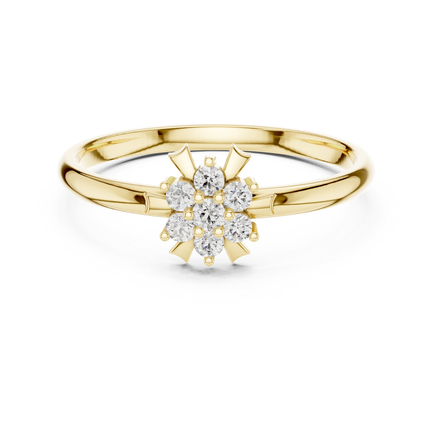 Elysian Cluster Diamond Ring | Rare Silver Gold Plated Sculpture | Elite Bridal Promise Jewelry