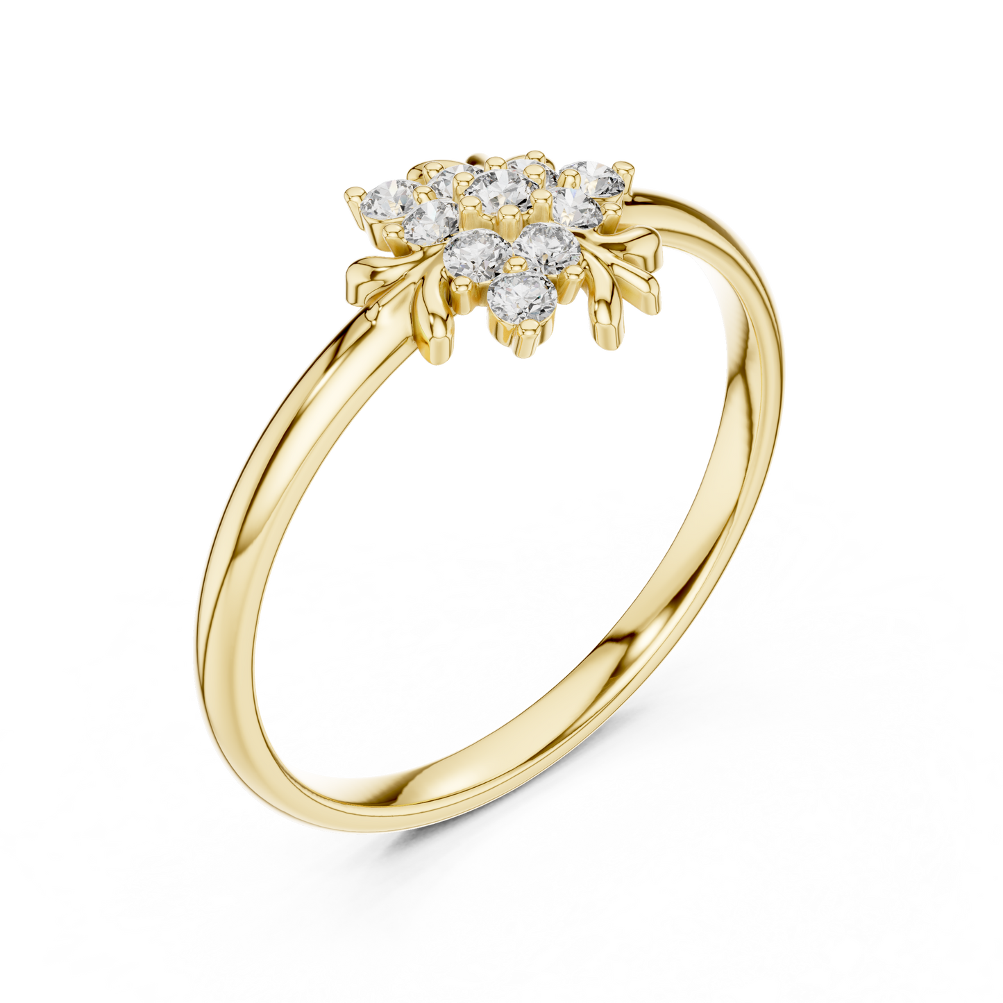 Signature Blossom Diamond Ring | Delicate Floral Cluster Setting | Premium Gold Anniversary Jewelry Gift