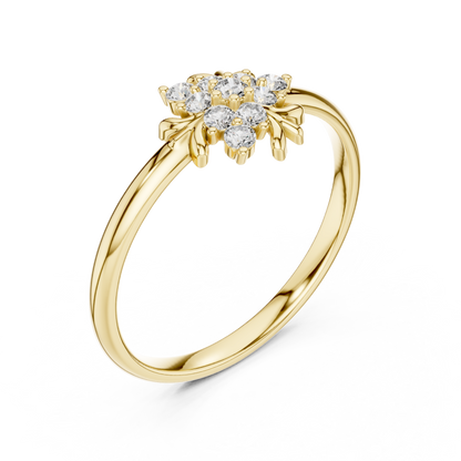 Signature Blossom Diamond Ring | Delicate Floral Cluster Setting | Premium Gold Anniversary Jewelry Gift