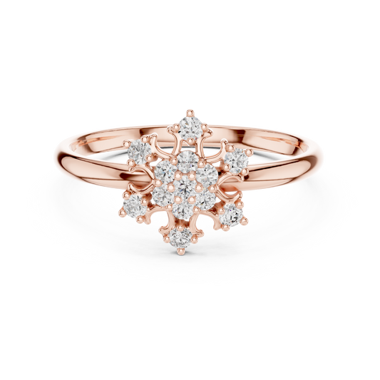 Celestial Diamond Bloom | Eternal Luxury Statement | Handcrafted Gold Floral Engagement Ring