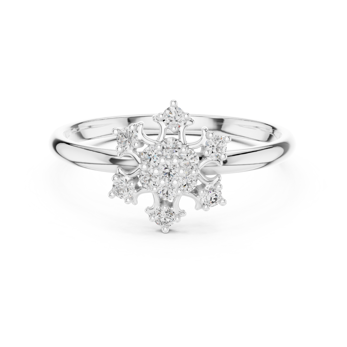 Celestial Diamond Bloom | Eternal Luxury Statement | Handcrafted Silver Floral Engagement Ring