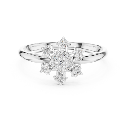 Celestial Diamond Bloom | Eternal Luxury Statement | Handcrafted Silver Floral Engagement Ring