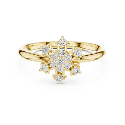 Celestial Diamond Bloom | Eternal Luxury Statement | Handcrafted Silver Floral Engagement Ring