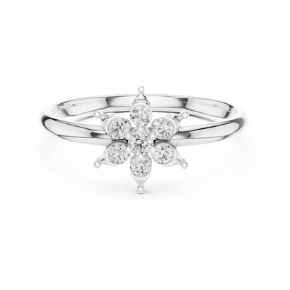 Beautiful flower diamond ring designed to celebrate love emotions elegance and everlasting brilliance