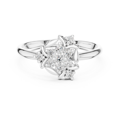 Vintage Floral Diamond Ring | Elegant 925 Sterling Silver Cluster | Timeless Romance Luxury Jewelry Design