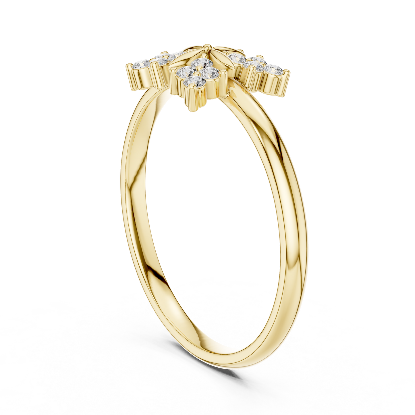 Butterfly Essence Diamond Ring | Soft Floral Fine Jewelry | Luxury Gold Romantic Engagement Ring