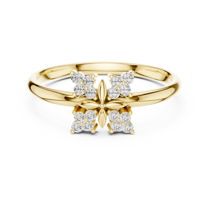 Butterfly Essence Diamond Ring | Soft Floral Fine Jewelry | Luxury Gold Romantic Engagement Ring