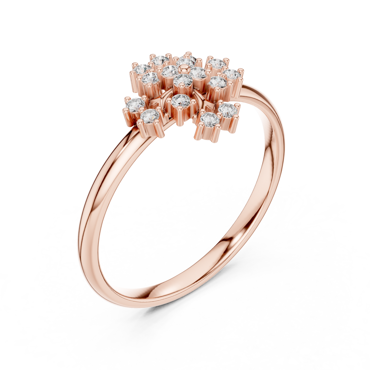 Signature Diamond Cluster Ring | Luxury Gold Floral Design | Exclusive Bridal Wedding Statement Jewelry