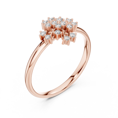 Signature Diamond Cluster Ring | Luxury Gold Floral Design | Exclusive Bridal Wedding Statement Jewelry