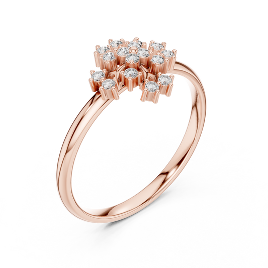 Signature Diamond Cluster Ring | Luxury Gold Floral Design | Exclusive Bridal Wedding Statement Jewelry