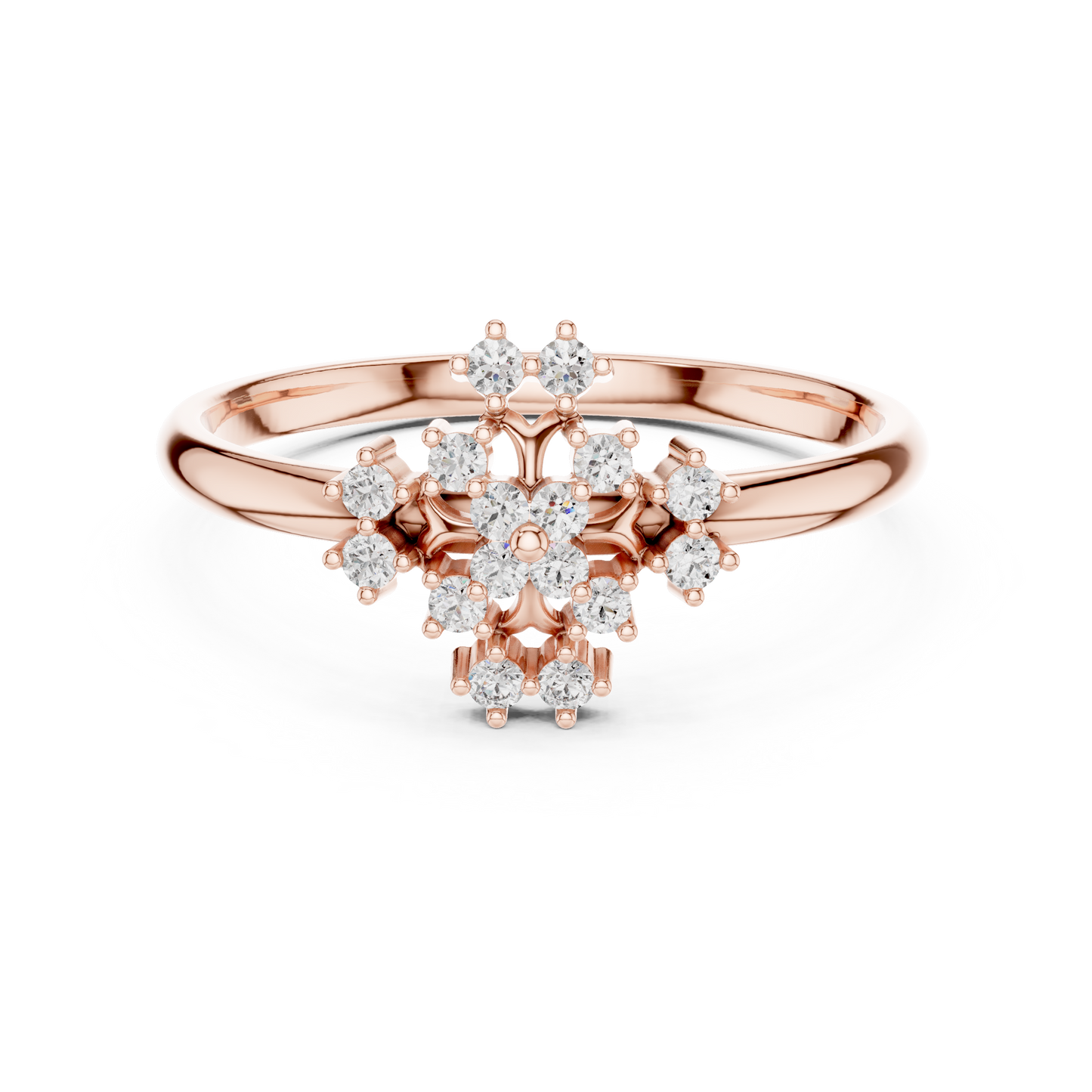 Signature Diamond Cluster Ring | Luxury Gold Floral Design | Exclusive Bridal Wedding Statement Jewelry