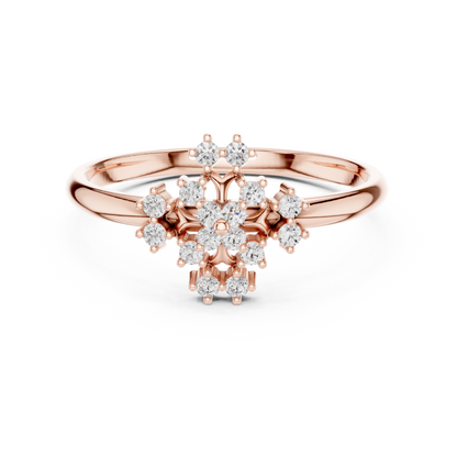 Signature Diamond Cluster Ring | Luxury Gold Floral Design | Exclusive Bridal Wedding Statement Jewelry