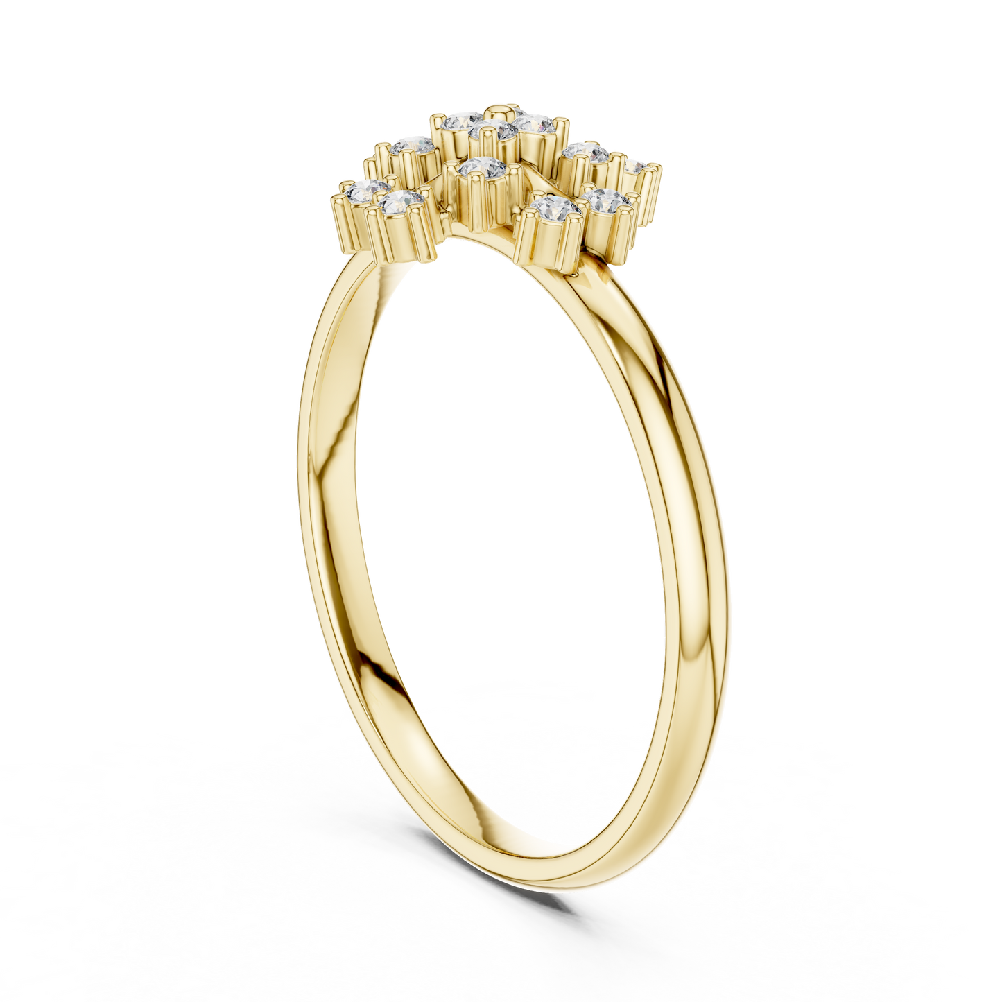 Signature Diamond Cluster Ring | Luxury Gold Floral Design | Exclusive Bridal Wedding Statement Jewelry
