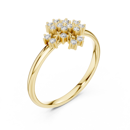 Signature Diamond Cluster Ring | Luxury Gold Floral Design | Exclusive Bridal Wedding Statement Jewelry