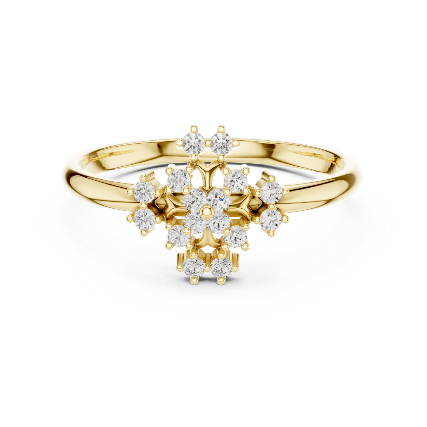 Signature Diamond Cluster Ring | Luxury Gold Floral Design | Exclusive Bridal Wedding Statement Jewelry