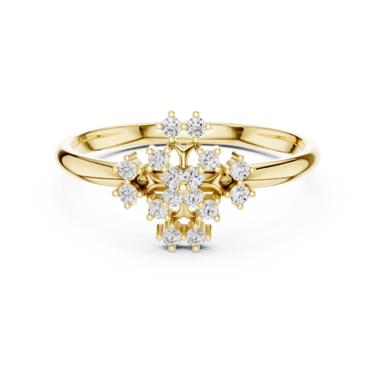 Signature Diamond Cluster Ring | Luxury Gold Floral Design | Exclusive Bridal Wedding Statement Jewelry