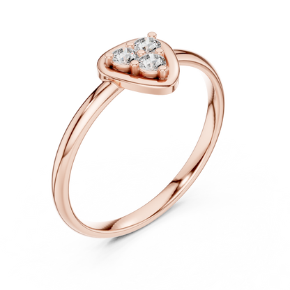 Heart Shape Diamond Cluster - Silver Elegant Love Ring - Premium Handmade Jewelry Gift