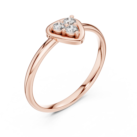 Heart Shape Diamond Cluster - Silver Elegant Love Ring - Premium Handmade Jewelry Gift