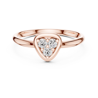 Heart Shape Diamond Cluster - Silver Elegant Love Ring - Premium Handmade Jewelry Gift