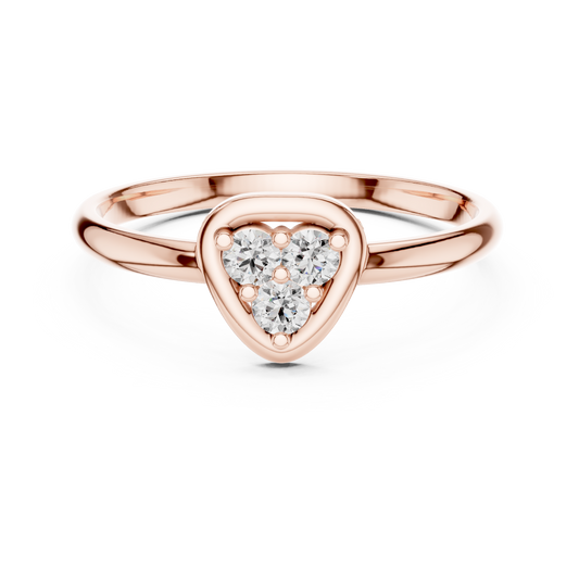 Heart Shape Diamond Cluster - Silver Elegant Love Ring - Premium Handmade Jewelry Gift