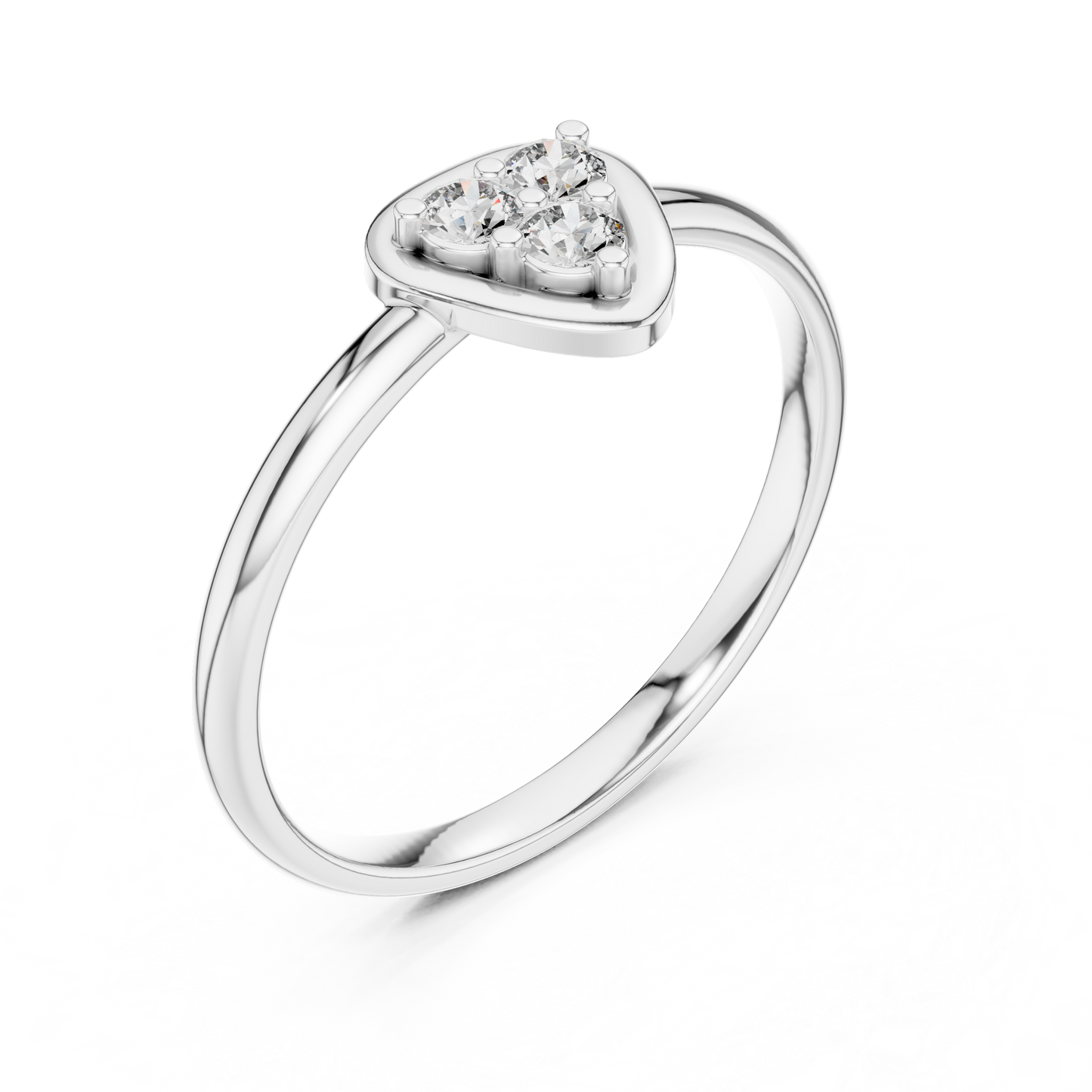 Heart Shape Diamond Cluster - Silver Elegant Love Ring - Premium Handmade Jewelry Gift