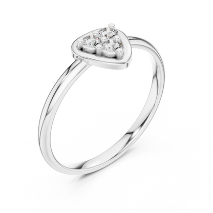 Heart Shape Diamond Cluster - Silver Elegant Love Ring - Premium Handmade Jewelry Gift