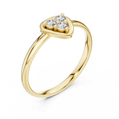 Heart Shape Diamond Cluster - Silver Elegant Love Ring - Premium Handmade Jewelry Gift