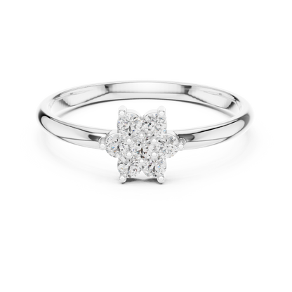 Tradition Meets Diamond Sparkle - Modern Grace Diamond Ring - Timeless Feminine Diamond Ring - Charming Diamond Flower