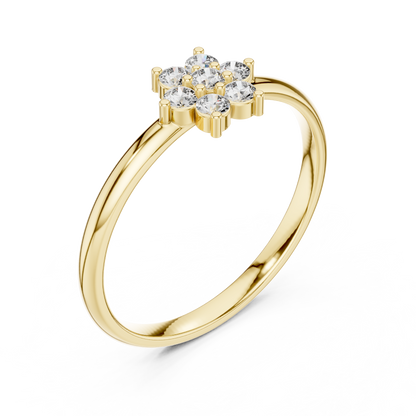 Tradition Meets Diamond Sparkle - Modern Grace Diamond Ring - Timeless Feminine Diamond Ring - Charming Diamond Flower
