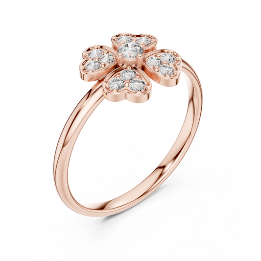 Designer heart diamond ring | premium Silver Rose Plated brilliance | perfect blend of love luxury