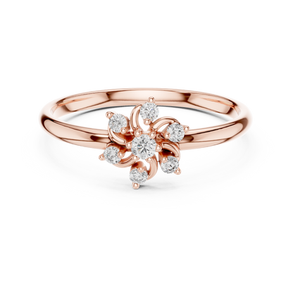 Sophisticated floral diamond ring - Pure gold stunning finish - A promise of elegance