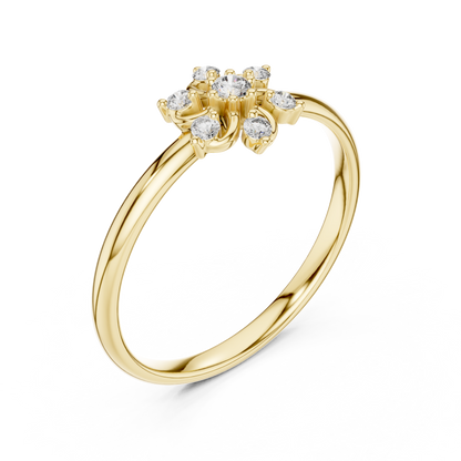 Sophisticated floral diamond ring - Pure gold stunning finish - A promise of elegance