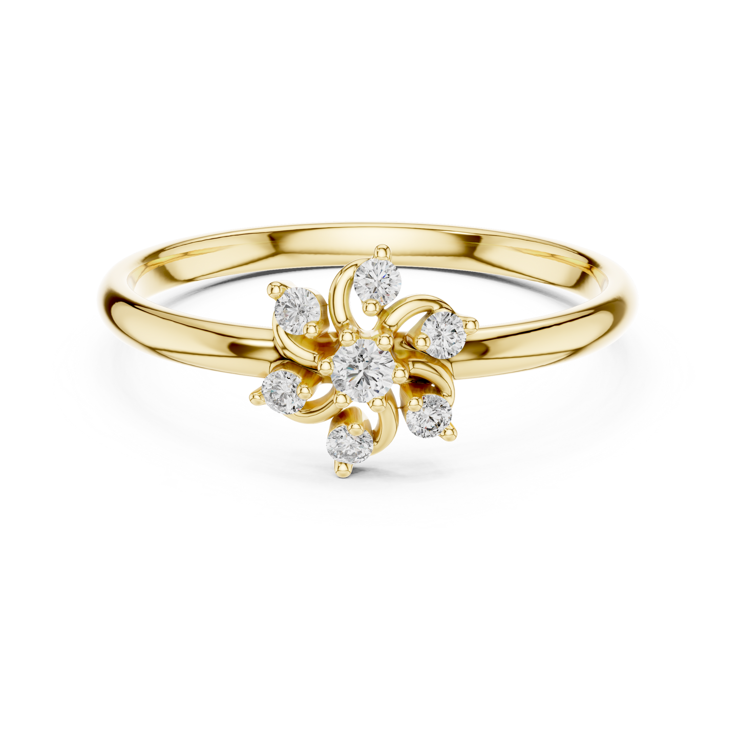 Sophisticated floral diamond ring - Pure gold stunning finish - A promise of elegance