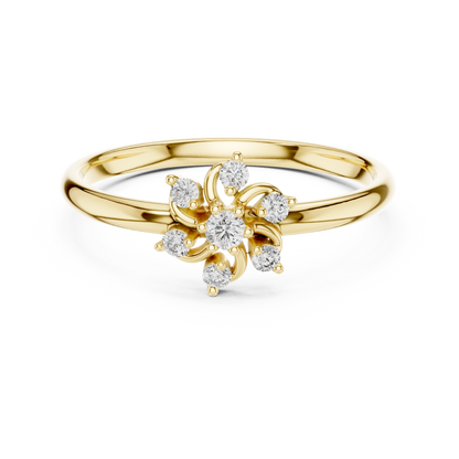 Sophisticated floral diamond ring - Pure gold stunning finish - A promise of elegance