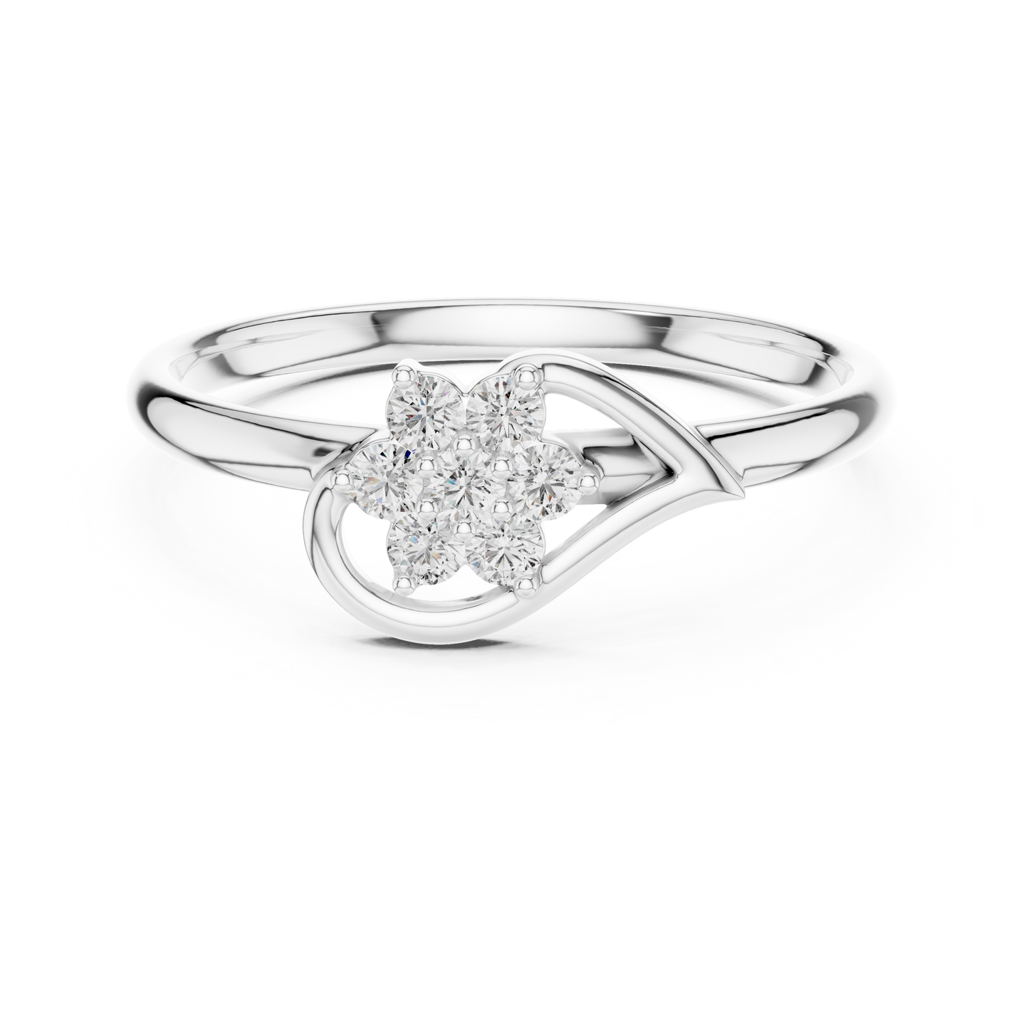 Floral Diamond Ring in Gold - Designer Floral Diamond Ring- Premium Silver Rose Plated Floral Diamond Ring