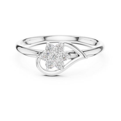Floral Diamond Ring in Gold - Designer Floral Diamond Ring- Premium Silver Rose Plated Floral Diamond Ring