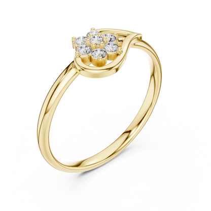 Floral Diamond Ring in Gold - Designer Floral Diamond Ring- Premium Silver Rose Plated Floral Diamond Ring