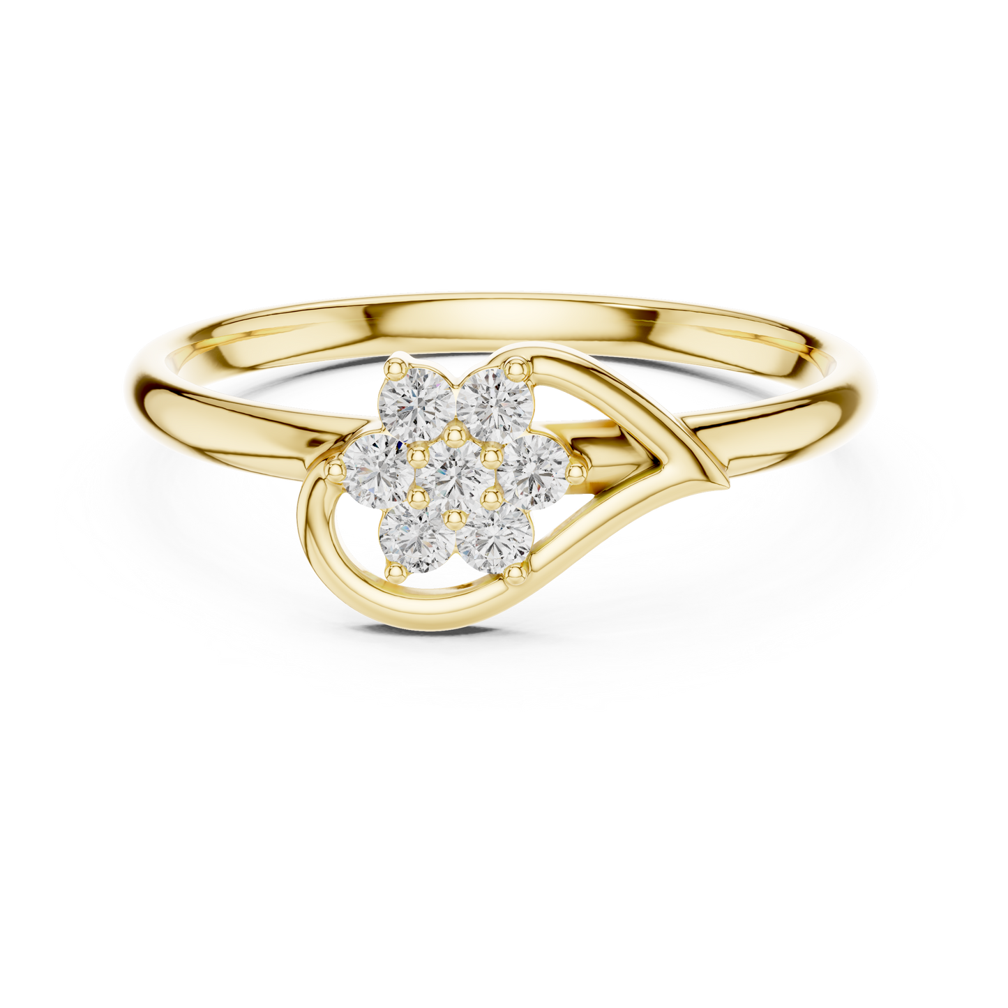 Floral Diamond Ring in Gold - Designer Floral Diamond Ring- Premium Silver Rose Plated Floral Diamond Ring