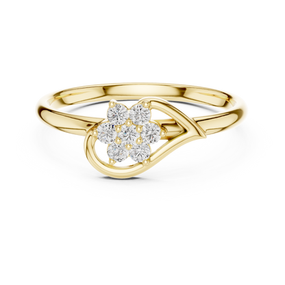 Floral Diamond Ring in Gold - Designer Floral Diamond Ring- Premium Silver Rose Plated Floral Diamond Ring