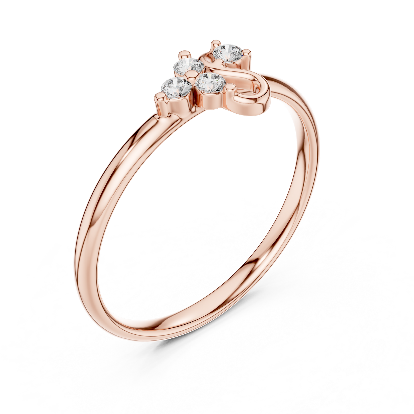 Sacred Spark Diamond Ring | Floral Curve Silver Gold Plated  Craft | Luxury Love Symbol Jewelry Collection