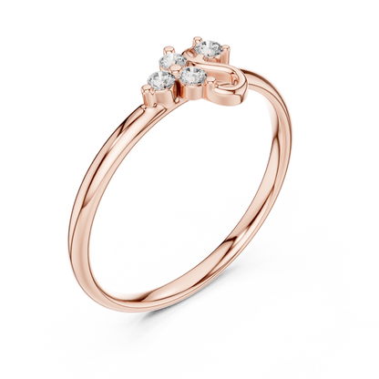 Sacred Spark Diamond Ring | Floral Curve Silver Gold Plated  Craft | Luxury Love Symbol Jewelry Collection